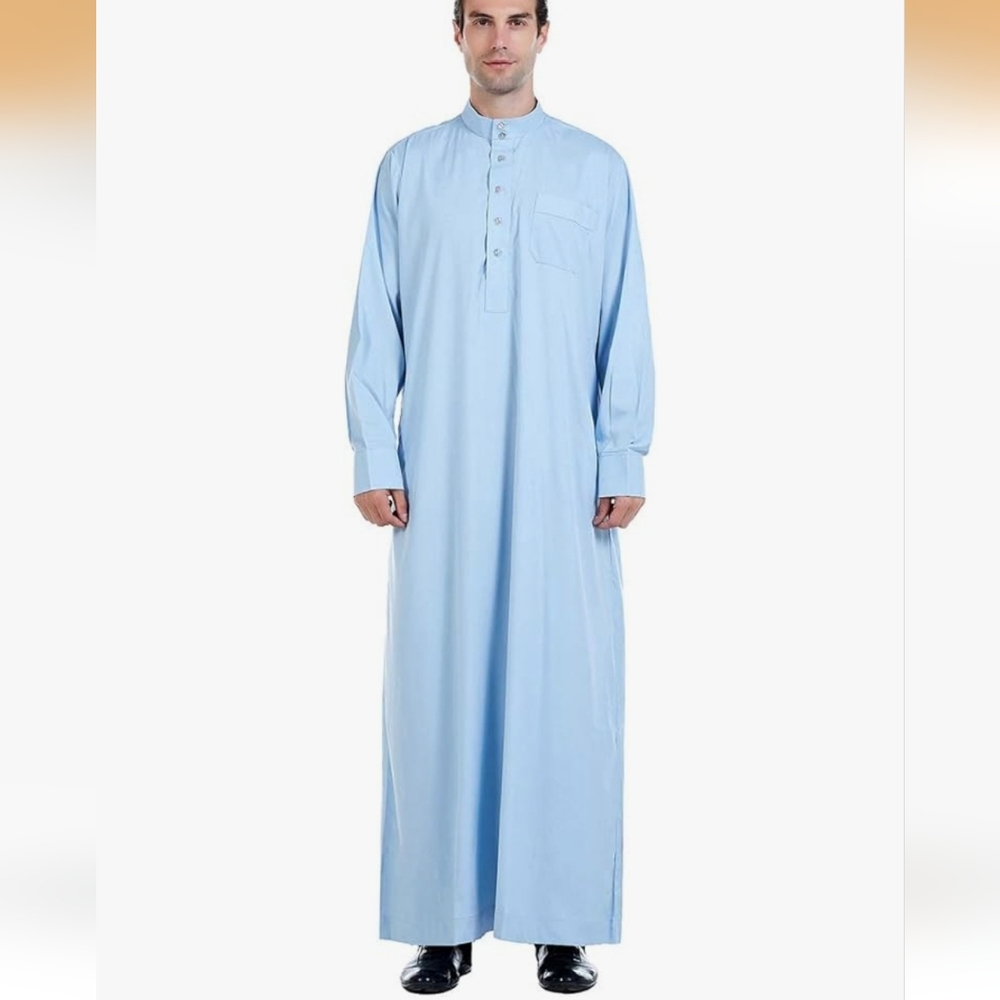 NWT Light Blue Men's Long Sleeve Thobe